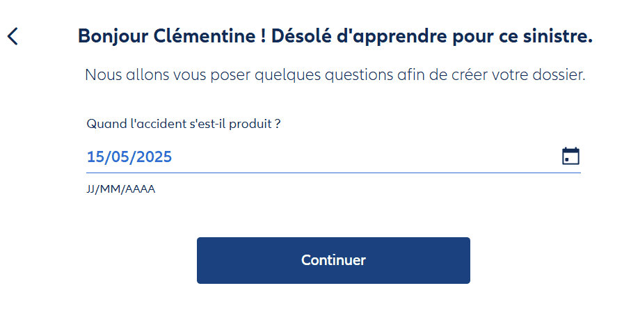 Aide déclarer sinistre