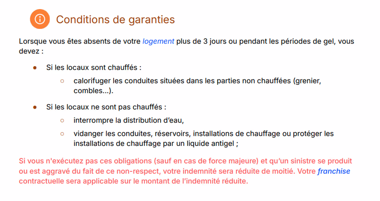 Les conditions de garanties 